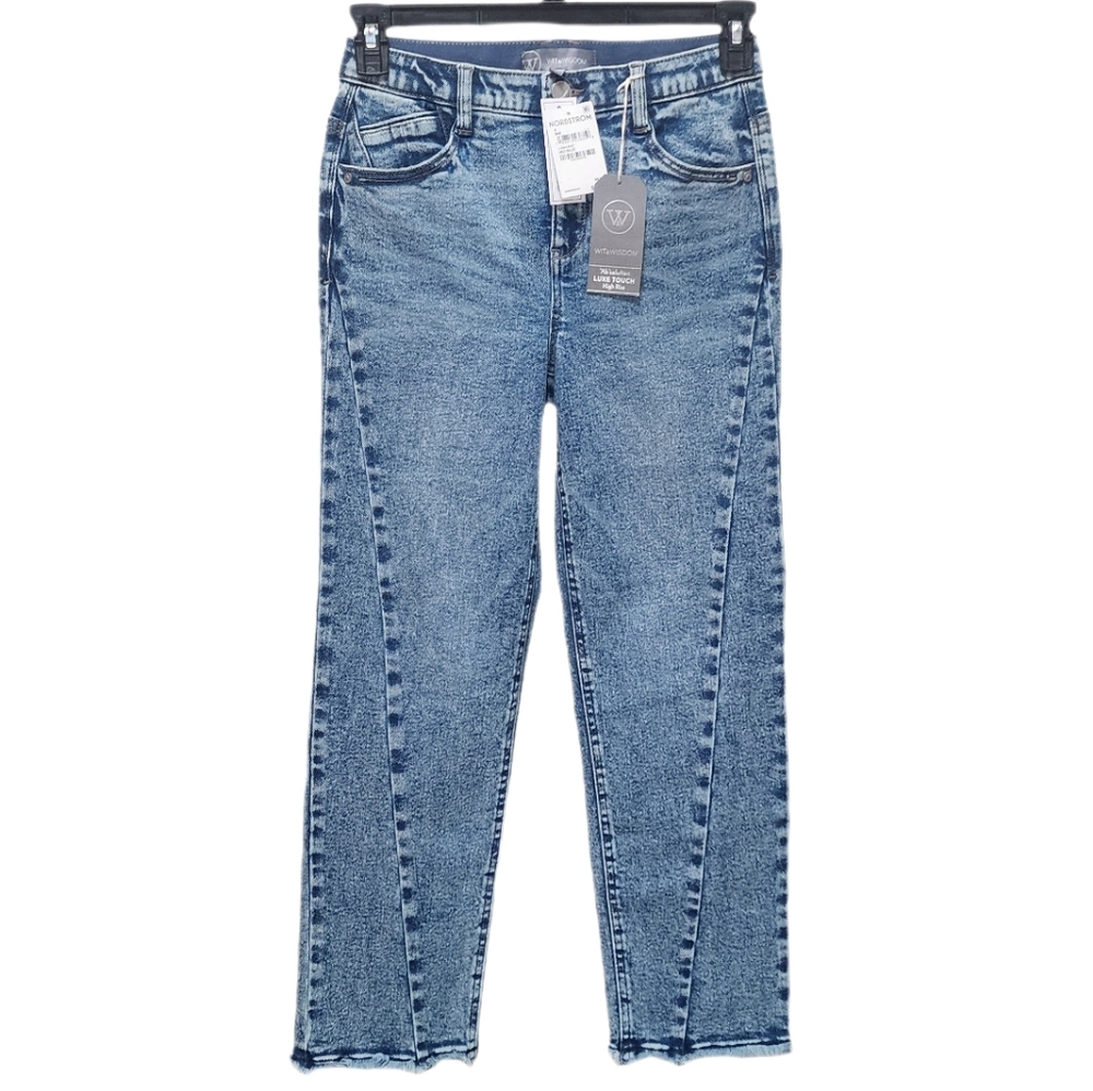Wit & Wisdom Jeans Twist Seam Straight Leg Ankle Fray Hem High Rise Absolution 4